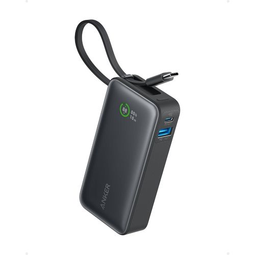Cloudds_Nano Power Bank,Batterie Externe 10 000 Mah Avec Câble Usb-C Intégré,Puissance Maximale Pd 30 W Avec 1 Port Usb-C,1 Port Usb-A,Compatible Avec Iphone 16/15/14,Macbook,Galaxy,Ipad,Airpods