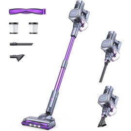 CLOUDDS_Aspirateur Sans Fil 27000Pa 220W,Puissant Balai Électrique Sans Fil,Autonomie De 50 Minutes,Avec Brosses Anti-Emmêlement Et 2 Filtres,Pour Sols Durs,Tapis Et Poils D'Animaux.(Violet)