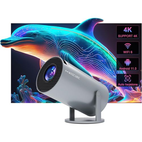 CLOUDDS_Mini Projecteur Portable Auto Keystone,Vidéoprojecteur Intelligent 4K/200 Ansi Avec Wifi 6,Bt 5.0,130 Pouces,Retournement À 180 Degrés,Système D'Exploitation Android 11.0 Intégré