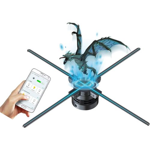 CLOUDDS_Ventilateur Hologramme¿Projecteur Holographique 3D Hologramme D'Affichage Publicitaire 3D 65Cm Avec Wifi Et Bluetooth Par App,700 Vidéothèque Pour Entreprise,Bar,Casino,Fête