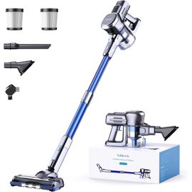 CLOUDDS_Aspirateur Sans Fil 27000Pa 220W,Puissant Balai Électrique Sans Fil,Autonomie De 50 Minutes,Avec Brosses Anti-Emmêlement Et 2 Filtres,Pour Sols Durs,Tapis Et Poils D'Animaux.(Bleu)