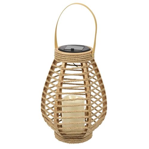 LANTERNE SOLAIRE EFFET BOUGIE 26.5CM NATURE