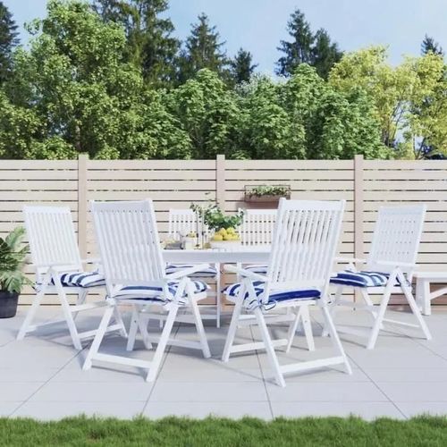 Vidaxl Coussins De Chaise 6 Pcs Rayures Bleues Et Blanches 40x40x7 Cm 361488