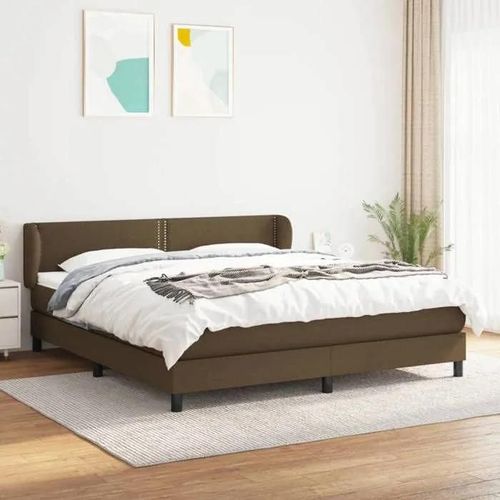 3126176 Vidaxl Lit À Sommier Tapissier Avec Matelas Marron Foncé 160x200 Cm