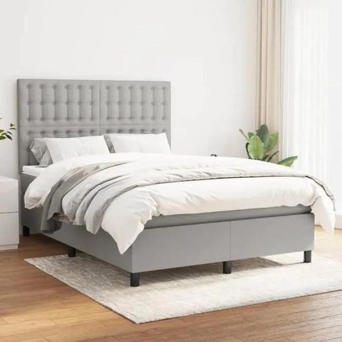 Vidaxl Lit À Sommier Tapissier Avec Matelas Gris Clair 140x190cm Tissu - Modèle 3142089