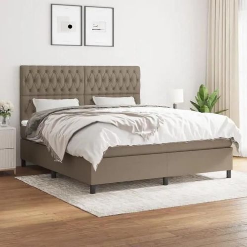 Vidaxl Lit À Sommier Tapissier Avec Matelas Taupe 180x200 Cm Tissu - Modèle 3142037