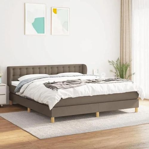3127137 Vidaxl Lit À Sommier Tapissier Avec Matelas Taupe 160x200 Cm Tissu