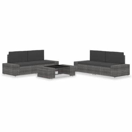 Vidaxl Salon De Jardin 5 Pcs Résine Tressée Gris