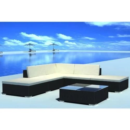 Vidaxl Salon De Jardin 6 Pcs Avec Coussins Résine Tressée Noir 42086