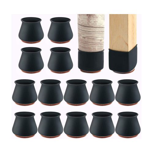 Lot De 16 Protège-Pieds De Chaise En Silicone Avec Feutre Pour Parquets - Installation Facile, Réduction Du Bruit, Design Durable