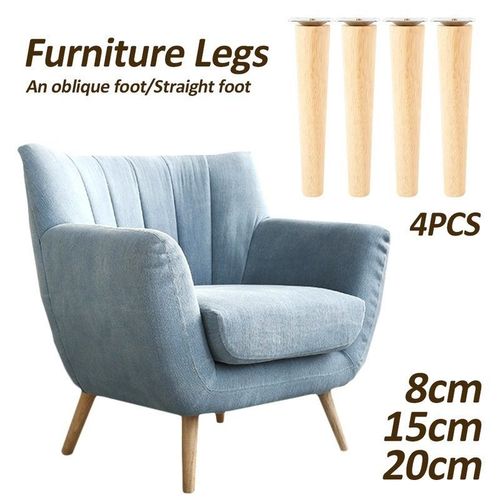 Lot De 4 Pieds De Canapé En Chêne Massif Et Pieds En Fer ¿ Pieds De Nivellement Élégants Pour Tables Basses Et Canapés