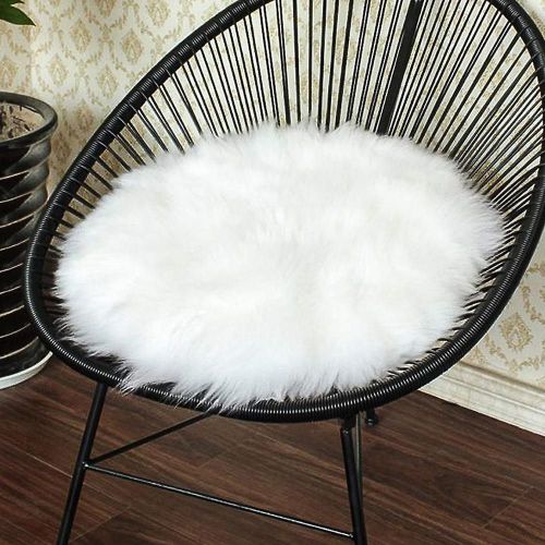 Tapis Rond En Fausse Fourrure Blanche De Qualité Supérieure ¿ Coussin D'assise Moelleux De 15,7 Pouces Pour Chaise Et Décoration Intérieure ¿ Doux Et Élégant