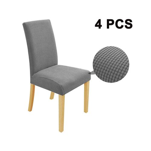 Lot De 4 Housses De Chaise De Salle À Manger Extensibles, Amovibles Et Lavables ¿ Gris Clair, Protection Élégante Pour Événements Et Maison