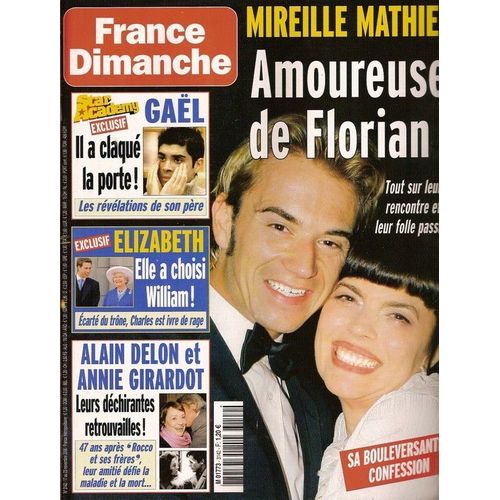 France Dimanche  N° 03142 : Mireille Mathieu & Florian, Gaël (Star Academy), Alain Delon, Annie Girardot, Lara Fabian, Pascal Obispo, Henri Salvador, Eva Darlan, Patrick Bruel, Nathalie Baye