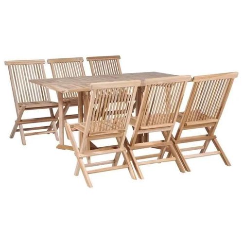 Vidaxl Mobilier À Dîner D'extérieur Pliable 7 Pcs Bois Solide De Teck