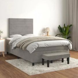 3137893 Vidaxl Lit À Sommier Tapissier Et Matelas Gris Clair 120x200cm Velours