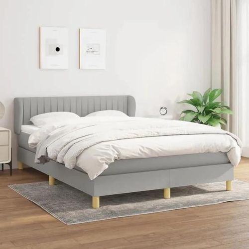 Vidaxl Lit À Sommier Tapissier Avec Matelas Gris Clair 140x190cm Tissu - Modèle 3126957