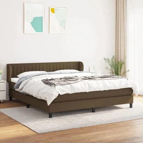 3126416 Vidaxl Lit À Sommier Tapissier Avec Matelas Marron Foncé 160x200 Cm