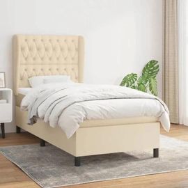 Vidaxl Lit À Sommier Tapissier Avec Matelas Crème 90x200 Cm Tissu - Modèle 3128178
