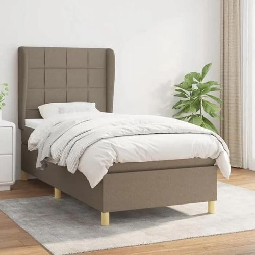 3128481 vidaXL Lit à sommier tapissier avec matelas Taupe 80x200 cm Tissu