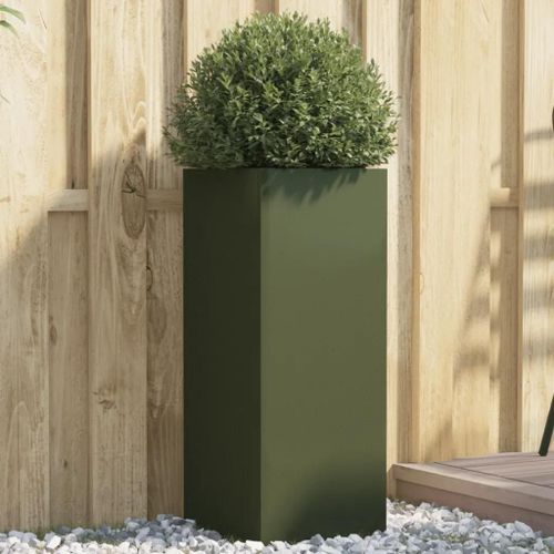 Prolenta Premium - Jardinière Vert Olive 32x29x75 Cm Acier