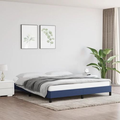 Cadre De Lit Sans Matelas Bleu 160x200 Cm Tissu