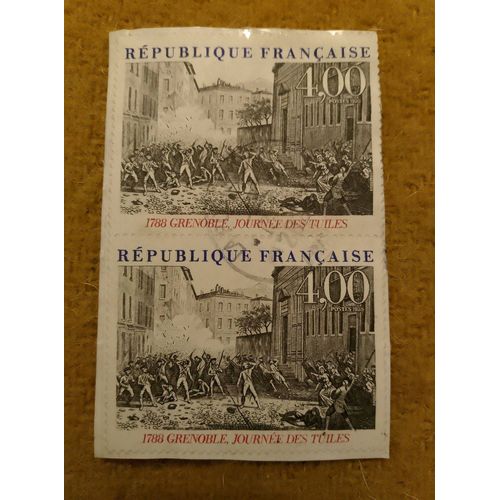 Lot De 2 Timbres Oblitérés République Française 4,00 1788 Grenoble Journée Des Tuiles.