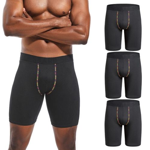 Jambe Longue 3 Pièces Pack Hommes Culottes Polyester Sous-Vêtements Mâle Marque Boxer Et Caleçon Pour Homme Lot Luxe Ensemble Sexy Shorts Slip - Type 3pc B22 Black-Xl