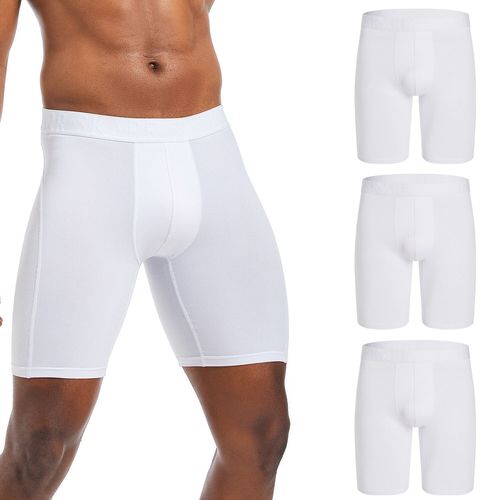 Jambe Longue 3 Pièces Pack Hommes Culottes Polyester Sous-Vêtements Mâle Marque Boxer Et Caleçon Pour Homme Lot Luxe Ensemble Sexy Shorts Slip - Type 3pc B22 White-L