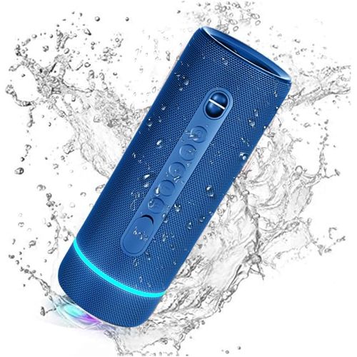 ChenQuanSarl-Tnz Sleek 8 - Enceinte Portable Bluetooth, Étanche Ip66, Son Puissant De 30W, Basses Profondes, Bluetooth 5.3, 25H D'Autonomie, Couplage Steréo, Lumières Rgb. (Bleu)