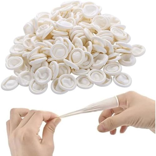 Chenquansarl-Doigtier Latex Jetables, 200 Pi¿¿Ces, Antistatique, Protege Doigt, Doigtier Silicone Pour Doigt, Finger Sleeve, Doigtier Medical, Gants Latex Jetable (M) (Blanc)