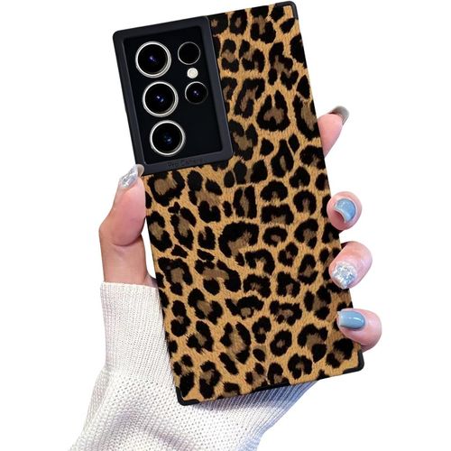 Compatible Avec Coque Samsung Galaxy S24 Ultra Étui De Téléphone Aesthetic Marron Léopard Mignon Pour Les Filles, Coque De Protection En Silicone En Cuir Souple Samsung S24 Ultra - Noir