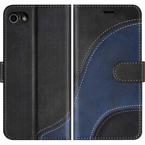 Coque Pour Iphone Se 2020 / Iphone 8 / Iphone 7, Portefeuille Etui En Cuir Pu, Magnétique Protection Housse Coque Pour Iphone Se 2020 / Iphone 8 / Iphone 7, Noir
