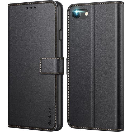 Coque Pour Iphone Se 2022 5g/Se 2020/7/8, [Housse En Cuir Pu Premium] [Etui À Rabat] [Pochette De Portefeuille], Étui De Protection Pour Iphone Se 2022 5g/Se 2020/7/8 - Noir