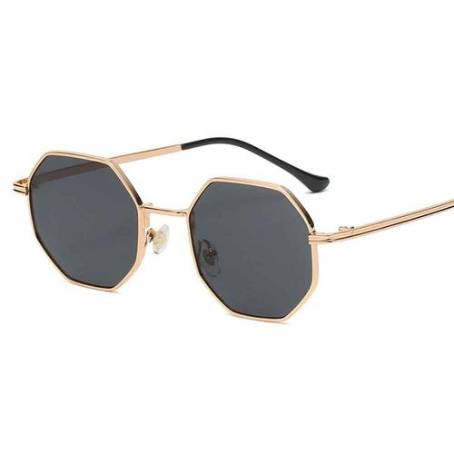 Muselife Polygone Lunettes De Soleil Hommes Vintage Octogone Métal Lunettes De Soleil Pour Femmes Marque De Luxe Lunettes De Soleil Dames Gafas De Sol - Type 02 Gold-Black