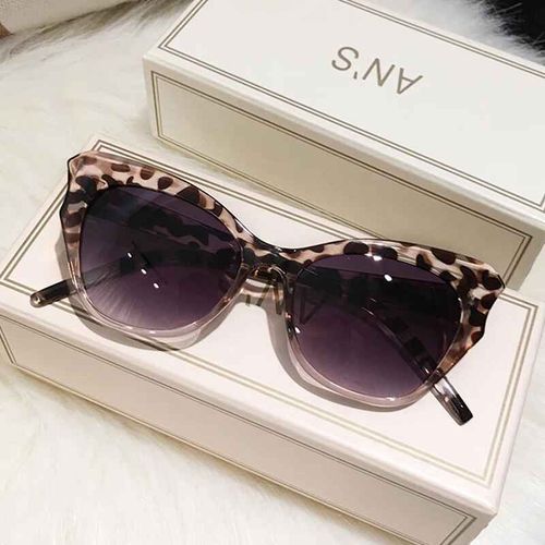 Lunettes de soleil ?il de chat vintage pour femmes,lunettes de soleil dégradées,miroir rétro,nuances d'extérieur,marque de créateur,mode féminine - Type Leopard Trans