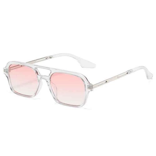 Lunettes De Soleil Carrées À Petite Monture Pour Femmes,Verres De Soleil De Luxe De Styliste,Vintage,Creux,Léopard,Bleu - Type Trans Pink