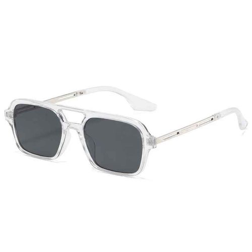 Lunettes De Soleil Carrées À Petite Monture Pour Femmes,Verres De Soleil De Luxe De Styliste,Vintage,Creux,Léopard,Bleu - Type Trans Gray