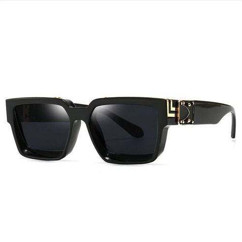Nouvelle Marque Lunettes De Soleil Rectangulaires Femmes Hommes Nuances Rétro Carré Noir Lunettes De Soleil Lunettes À La Mode Punk Lunettes Pour Homme Uv400 - Type Black Gold Black