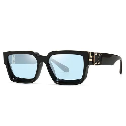 Nouvelle Marque Lunettes De Soleil Rectangulaires Femmes Hommes Nuances Rétro Carré Noir Lunettes De Soleil Lunettes À La Mode Punk Lunettes Pour Homme Uv400 - Type Gold Black Blue