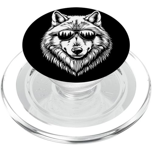 Chenquansarl- Loup Avec Lunettes De Soleil Wildlife Forest Nature Funny Wolf Popsockets Popgrip Pour Magsafe