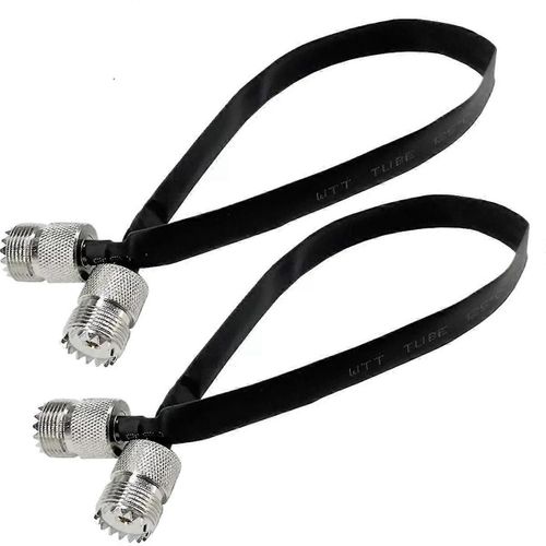 2pcs- 20cm RF câble coaxial fenêtre / porte passage à travers câble plat, connecteur SO239 UHF femelle à mâle femelle