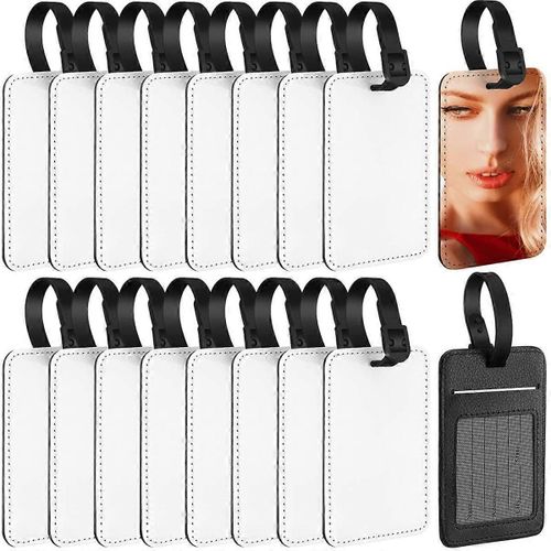 16pcs Sublimation Bagages Étiquettes Pu Cuir Nom Étiquette Valise Vierge Étiquettes De Sac De Transfert De Chaleur Étiquettes De Carte D¿Identité Voyage