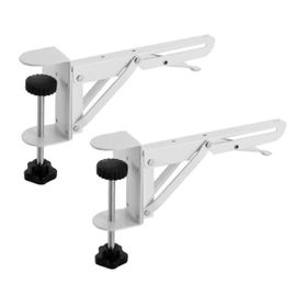 2pcs Blanc Pliable Bureau Rallonge Pince Ordinateur Clavier Plateau Pince Pour La Maison / Bureau Bricolage Bureau En Bois Planche D¿Extension