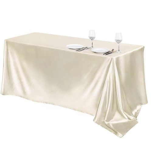 Nappe De Scène De Mariage De Banquet D¿Hôtel Haut De Gamme Nappe De Table Rectangulaire Brillante En Satin Brillant De Couleur Unie Co