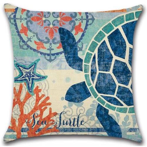 Housse De Coussin Imprimée Tortue De Mer, 45x45cm, Taie D'oreiller En Lin, Décoration De Voiture, Pour La Maison, Nouvelle Collection