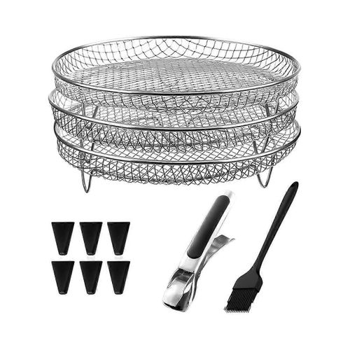 Grille de friteuse à air Grille empilable en acier inoxydable pour panier de friteuse à air Ninja + pieds d¿élévation D