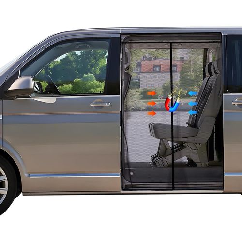 Chenquansarl-Moustiquaire Magnétique Pour Vw T5 T6 Pour Porte Coulissante, Moustiquaire, Protection Solaire, Filet D'ombrage De Porte Latérale Camping