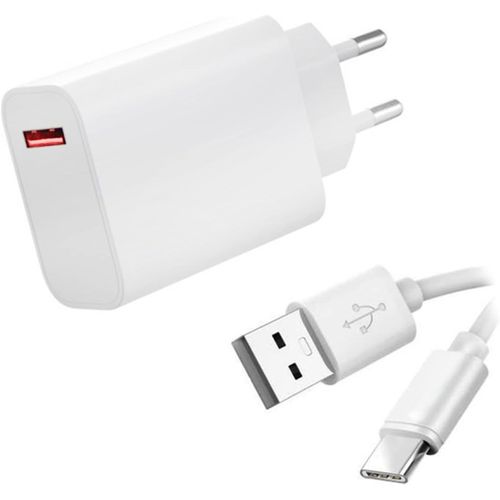 Chargeur Secteur Rapide Usb2 33w + Cable Type C Pour Huawei P Smart Z 6.59"/Huawei Honor 9x 6.59 - Blanc