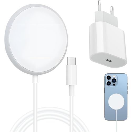 Chargeur Induction Rapide, Magnétique Chargeur Induction, Avec Pr Adaptateur Secteur Type Usb-C, Pd 20w Pr , Magnétique Sans Fil Charge Compatible Avec Série Phone 15/14/13/12 Series